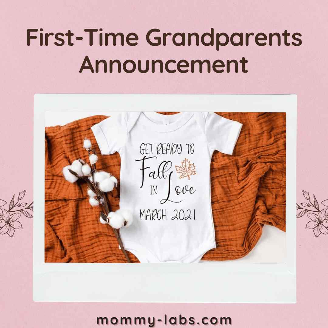 Gender reveal announcement. Joyful gift box for grandparents
